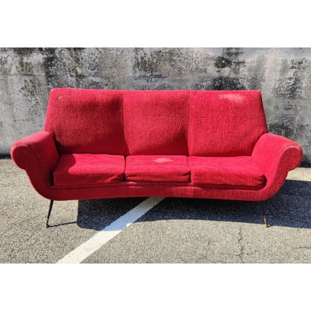 DIVANO a FAGIOLO ROSSO attr. Gigi Radice DESIGN 1960 ITALY VINTAGE SOFA 3 POSTI