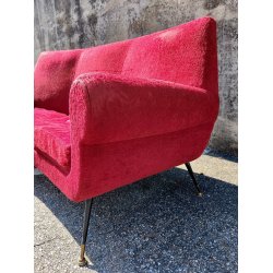 DIVANO a FAGIOLO ROSSO attr. Gigi Radice DESIGN 1960 ITALY VINTAGE SOFA 3 POSTI