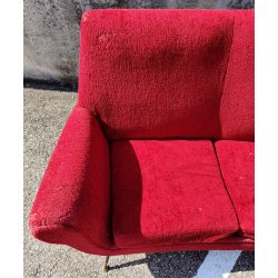 DIVANO a FAGIOLO ROSSO attr. Gigi Radice DESIGN 1960 ITALY VINTAGE SOFA 3 POSTI