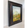 ANTICO DIPINTO OLIO M. Cetrangolo PAESAGGIO MONTANO CORNICE GUILLOCHE '900