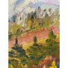 ANTICO DIPINTO OLIO M. Cetrangolo PAESAGGIO MONTANO CORNICE GUILLOCHE '900