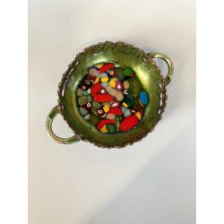 BOWL  CIOTOLA con MANICI Laurana RAME SMALTO POLICROMO GRANFUOCO ø 16 cm