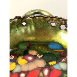 BOWL  CIOTOLA con MANICI Laurana RAME SMALTO POLICROMO GRANFUOCO ø 16 cm