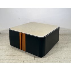TAVOLINO SALOTTO Angelo Mangiarotti SERIE "L12" ANNI 70 LEGNO LACCATO MARMO