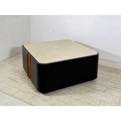 TAVOLINO SALOTTO Angelo Mangiarotti SERIE "L12" ANNI 70 LEGNO LACCATO MARMO