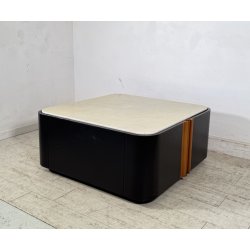 TAVOLINO SALOTTO Angelo Mangiarotti SERIE "L12" ANNI 70 LEGNO LACCATO MARMO