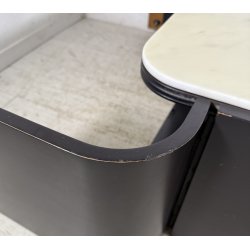TAVOLINO SALOTTO Angelo Mangiarotti SERIE "L12" ANNI 70 LEGNO LACCATO MARMO