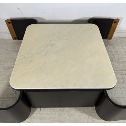 TAVOLINO SALOTTO Angelo Mangiarotti SERIE "L12" ANNI 70 LEGNO LACCATO MARMO