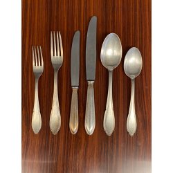 SERVIZIO POSATE VINTAGE 6 pers. Sambonet TRE STELLE ALPACCA ARGENTATO 90/45 INOX