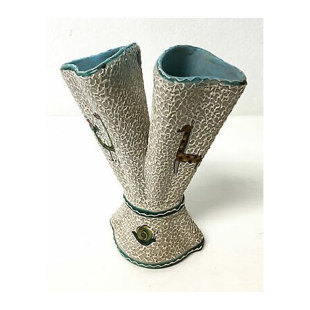 VASO LABOR DERUTA MAIOLICA SMALTATA CERAMICA DESIGN VINTAGE SANTE PELLI SCULTURA