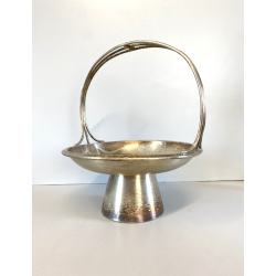 CESTINO FRUTTA ø 21cm ALZATA DESIGN Gio Ponti Krupp MILANO ALPACCA ARGENTATA '30