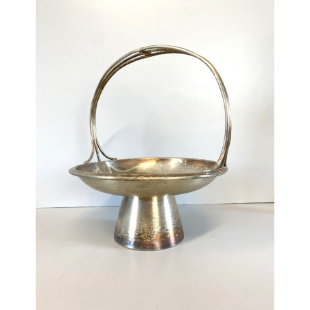 CESTINO FRUTTA ø 21cm ALZATA DESIGN Gio Ponti Krupp MILANO ALPACCA ARGENTATA '30