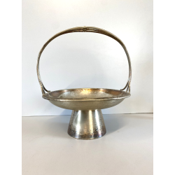 CESTINO FRUTTA ø 21cm ALZATA DESIGN Gio Ponti Krupp MILANO ALPACCA ARGENTATA '30