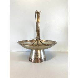CESTINO FRUTTA ø 21cm ALZATA DESIGN Gio Ponti Krupp MILANO ALPACCA ARGENTATA '30