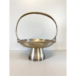 CESTINO FRUTTA ø 21cm ALZATA DESIGN Gio Ponti Krupp MILANO ALPACCA ARGENTATA '30