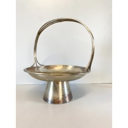 CESTINO FRUTTA ø 21cm ALZATA DESIGN Gio Ponti Krupp MILANO ALPACCA ARGENTATA '30