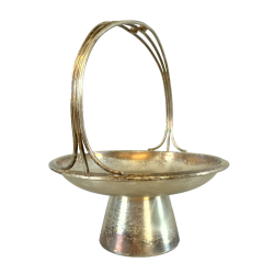 CESTINO FRUTTA ø 21cm ALZATA DESIGN Gio Ponti Krupp MILANO ALPACCA ARGENTATA '30