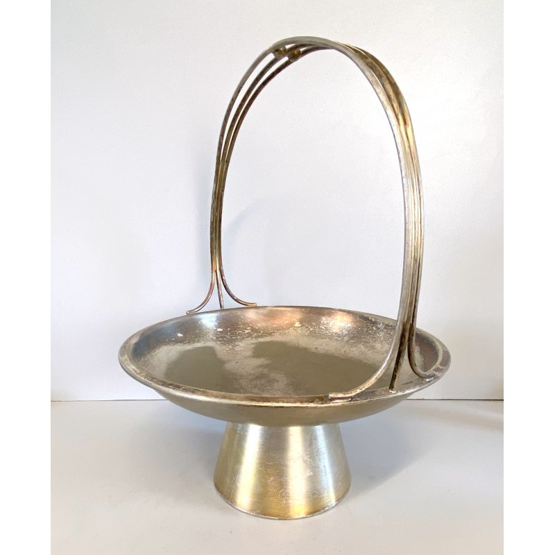 CESTINO FRUTTA ø 25cm ALZATA DESIGN Gio Ponti Krupp MILANO ALPACCA ARGENTATA '30