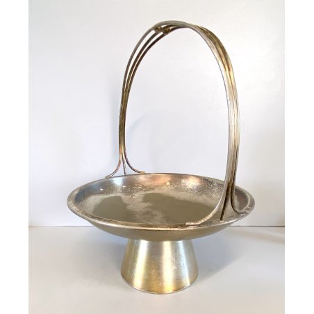 CESTINO FRUTTA ø 25cm ALZATA DESIGN Gio Ponti Krupp MILANO ALPACCA ARGENTATA '30