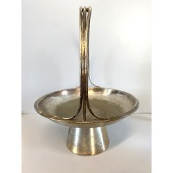 CESTINO FRUTTA ø 25cm ALZATA DESIGN Gio Ponti Krupp MILANO ALPACCA ARGENTATA '30