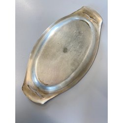 PIATTO PORTATA OVALE DESIGN F.lli Calderoni MILANO ALPACCA ARGENTATA 45x24cm '50