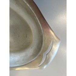 PIATTO PORTATA OVALE DESIGN F.lli Calderoni MILANO ALPACCA ARGENTATA 45x24cm '50