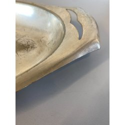 PIATTO PORTATA OVALE DESIGN F.lli Calderoni MILANO ALPACCA ARGENTATA 52x27cm '50