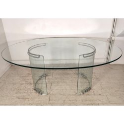 TAVOLO PRANZO VETRO OVALE anni 70 DESIGN ATTR. Gallotti & Radice TABLE GLASS