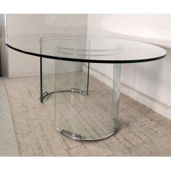 TAVOLO PRANZO VETRO OVALE anni 70 DESIGN ATTR. Gallotti & Radice TABLE GLASS