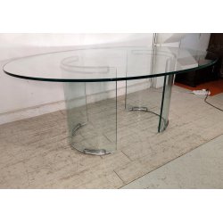 TAVOLO PRANZO VETRO OVALE anni 70 DESIGN ATTR. Gallotti & Radice TABLE GLASS