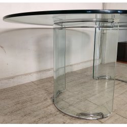 TAVOLO PRANZO VETRO OVALE anni 70 DESIGN ATTR. Gallotti & Radice TABLE GLASS
