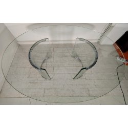 TAVOLO PRANZO VETRO OVALE anni 70 DESIGN ATTR. Gallotti & Radice TABLE GLASS