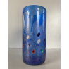 VASO VINTAGE VETRO MURANO Zecchin BLU MILLEFIORI AVVENTURINA ORO ARGENTO '80/'90