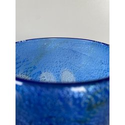 VASO VINTAGE VETRO MURANO Zecchin BLU MILLEFIORI AVVENTURINA ORO ARGENTO '80/'90