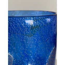 VASO VINTAGE VETRO MURANO Zecchin BLU MILLEFIORI AVVENTURINA ORO ARGENTO '80/'90