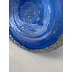 VASO VINTAGE VETRO MURANO Zecchin BLU MILLEFIORI AVVENTURINA ORO ARGENTO '80/'90