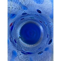 VASO VINTAGE VETRO MURANO Zecchin BLU MILLEFIORI AVVENTURINA ORO ARGENTO '80/'90