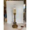 ANTICA LAMPADA TAVOLO LEGNO SCOLPITO DORATO LUME CANDELABRO 36 cm/h EPOCA '900