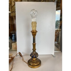 ANTICA LAMPADA TAVOLO LEGNO SCOLPITO DORATO LUME CANDELABRO 36 cm/h EPOCA '900