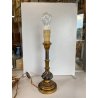ANTICA LAMPADA TAVOLO LEGNO SCOLPITO DORATO LUME CANDELABRO 36 cm/h EPOCA '900