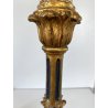 ANTICA LAMPADA TAVOLO LEGNO SCOLPITO DORATO LUME CANDELABRO 36 cm/h EPOCA '900
