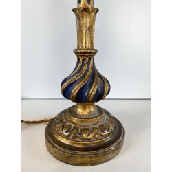 ANTICA LAMPADA TAVOLO LEGNO SCOLPITO DORATO LUME CANDELABRO 36 cm/h EPOCA '900