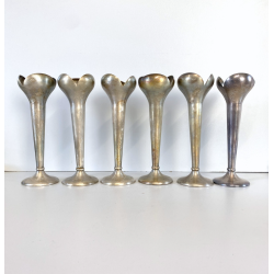 SET 6 VASI MONOFIORE DESIGN Gio Ponti PER F.lli Calderoni ALPACCA ARGENTATO '900