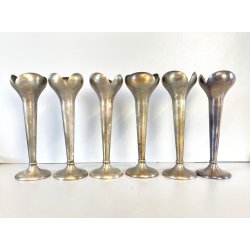 SET 6 VASI MONOFIORE DESIGN Gio Ponti PER F.lli Calderoni ALPACCA ARGENTATO '900
