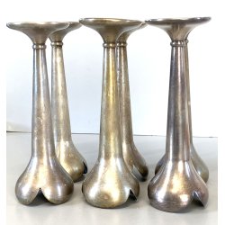 SET 6 VASI MONOFIORE DESIGN Gio Ponti PER F.lli Calderoni ALPACCA ARGENTATO '900