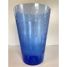 ANTICO VASO VETRO BLU DECORO INCISO MOLATO GIARDINO SEGRETO ART NOUVEAU 26 cm/h
