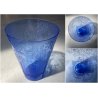 ANTICO VASO VETRO BLU DECORO INCISO MOLATO GIARDINO SEGRETO ART NOUVEAU 26 cm/h
