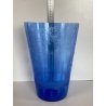 ANTICO VASO VETRO BLU DECORO INCISO MOLATO GIARDINO SEGRETO ART NOUVEAU 26 cm/h