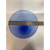 ANTICO VASO VETRO BLU DECORO INCISO MOLATO GIARDINO SEGRETO ART NOUVEAU 26 cm/h