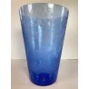 ANTICO VASO VETRO BLU DECORO INCISO MOLATO GIARDINO SEGRETO ART NOUVEAU 26 cm/h